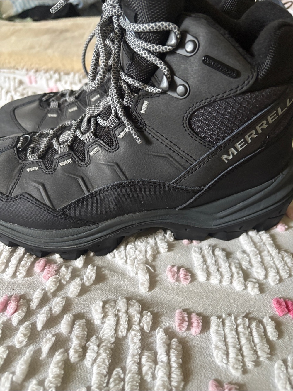Merrell Men's Black Waterproof Mid-Cut Hiking Boots